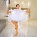 Women's Clothing White Dress Mesh Splicing Feathers With Suspenders Inner Skirt Sexy Gauze Skirt Swan Skirt_ecoleips.com