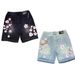 Aria Basics Aria Basics European And American Cross-border Foreign Trade Women's Denim Shorts Y2k Cherry Blossom Embroidery_ecoleips.com