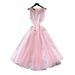 Women's French Style Sleeveless A-Line Dress Pink round Neck High Waisted Slimming Elegant Full Skirt Summer Style_ecoleips.com