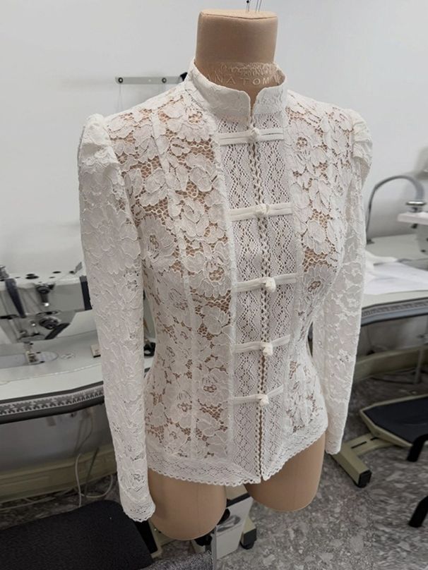 K New Temperament Commuting Slim Fit Design, Niche Lace Long Sleeved Shirt For Women_ecoleips.com