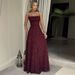 Cross-Border European And American Women's New Fashion Versatile Hot Girl Style Wine Red Sexy Strap Dress_ecoleips.com