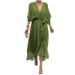 Women's Clothing Women's Solid Color Tie Waist Long Dress Style Plus Size Batwing Sleeve Irregular Dress For Formal & Casual For Women_ecoleips.com
