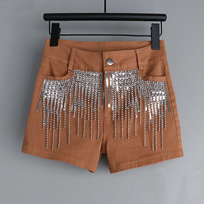 Women's Clothing Fashion Sexy Mid Waist Slim Trend Dopamine Denim Hot Pants_ecoleips.com