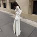 Elegant Lace-Trimmed Bodycon Dress For Women - Flattering V-Neck Long Sleeve A-Line Maxi Dress For Office, Party & Evening Wear_ecoleips.com