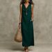 Summer Women's Sleeveless V Neck Long Dress Elegant_ecoleips.com