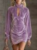 Elegant High Neck Bodycon Dress - Winter Korean Velvet Slim Fit Dress For Women, Sexy & Stylish, Plus Size Available_ecoleips.com