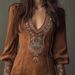 Women's Long Sleeved V-Neck Dress Sexy Embroidered American Style Casual Elegant Fashion Summer Dress For Ladies_ecoleips.com