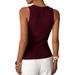 Women's Sexy Cross Neck Ribbed Vest Sleeveless Top European And American Style Summer Design Export Fashion_ecoleips.com