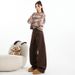 Thick Velvet Maillard Brown Wide-leg Jeans Women, 2025 Autumn And Winter New Style, High Street, Long-length Pants For_ecoleips.com