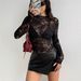 Women's Long Sleeve Rose Lace Shirt Sexy Semi-Transparent Slim Fit Top European American Style Casual Elegant Fashion Blouse for Summer_ecoleips.com