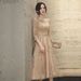 Champagne Color Evening Dress For Women 2025 New Style Adult Ceremony Birthday Party Temperament Lady Can Wear Dress On Ordinary Days_ecoleips.com