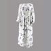 Ladies Fashion Elegant Holiday Round Neck Chiffon Flower With Belt Long Dress_ecoleips.com