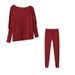 Women's Solid Color Casual Sports Suit Off-Shoulder Tie-Up Top Long Pants Fashionable Long Suit For Women_ecoleips.com