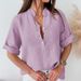 Women's Clothing Summer New Solid Color Casual Pullover Five Point Sleeve Shirt Ladies Loose Large Size Shirt_ecoleips.com