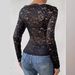 2026 New Model Fan-Shaped Neckline Off-Shoulder Sing-Layer Lace Slim-Fit Long-Seve T-Shirt European And American_ecoleips.com