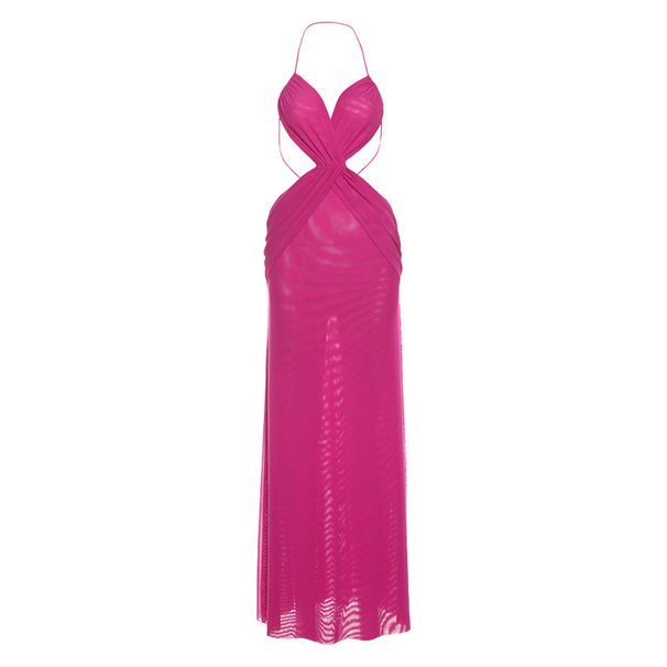 Women's See through Backless Halter Neck Long Dress Sexy Hot Summer Clothing_ecoleips.com