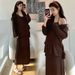 Autumn New Korean Fashion Maternity Dress With Strap + Sun Protection Top Two-Piece Set For Pregnant Women_ecoleips.com