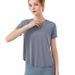2026 New Cover-Up Sports Top For Women Summer Ice Feel Back Split Quick-Dry Yoga Wear Short Sleeve T-Shirt_ecoleips.com