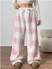 Pajama Pants For Women Fuzzy Pack Long Fleece Buffalo Plaid Pj Bottoms Soft Drawstring Lounge Sleepwear_ecoleips.com