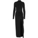 Women Solid Color Round Neck Long Sleeve Dress Elegant Fashion Waist Shirred Slim Fit Slit Hem Casual Party Midi Dress For Women_ecoleips.com