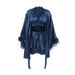 New Foreign Trade Textured Patchwork Feather Soft Pajamas Three-Piece Set Cross-Border European And American_ecoleips.com