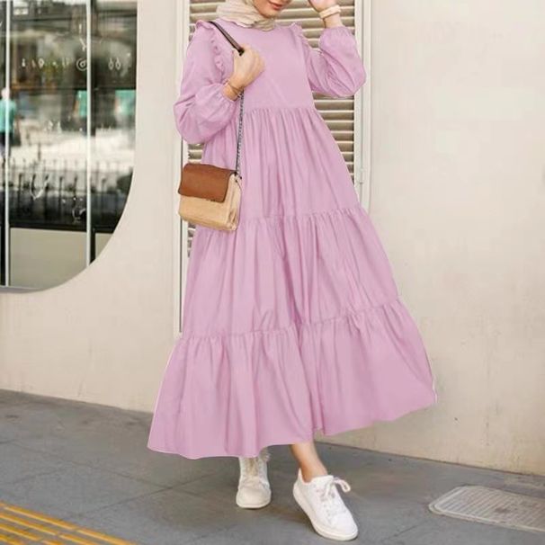 European American Style Long-sleeved Solid Color Dress, Cross-border Women's Clothing Supply, New And_ecoleips.com