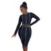 Women’s Clothing Sexy Slim Hot Diamond Elastic Tight Hip Long Sleeve Dress_ecoleips.com
