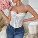 Aria Basics Aria Basics Sexy Push-Up Slim-Fit Fishbone Corset With Eyelash Lace Trim, Sheer Pure Desire Camisole For Women To Wear As Outerwear_ecoleips.com