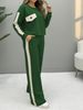 Women's Heart Print Two Piece Set Long Sleeved Top & High Waisted Color Block Pants Autumn Winter Casual Comfortable Streetwear_ecoleips.com