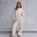 Women's Clothing Color Loose Long Sleeve Round Neck Women's Fashion Casual Wide Leg Pants Set_ecoleips.com