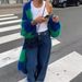 K New Lazy Style Sweater Long Coat With Contrasting Stripes_ecoleips.com