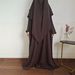 Women's Two-Piece Set Long Skirt Arabic Solid Color Headscarf Two-Layer Hijab P105_ecoleips.com