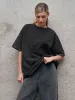 Bornladies 100% Cotton Retro T-shirt Men Women Vintage Short-sleeve Wax Printing T Shirts Solid Color Hip Hop Loose Tees_ecoleips.com