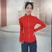 Women's Double Sided Long Sleeve Yoga Jacket Sports Running Fit Stand Collar_ecoleips.com