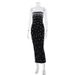 Elegant Strapless Bodycon Dress For Women Solid Color Long Dress With Hot Stamped Rhinestone And Slit_ecoleips.com