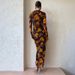 Women Elegant Figure‑Flattering Maxi Dress With Floral Print, Sheer Fabric, Long Sleeves & French‑Style High Slit Hem_ecoleips.com