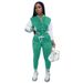 Women's Patchwork Short Jacket Baseball Uniform Set Single Breasted Autumn Winter European American Style Sports Two Piece_ecoleips.com