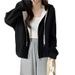 European American Real-shot Women's Sweatshirt, Spring And Autumn Thin Long-sleeve Loose Top, Hooded Zip-up_ecoleips.com