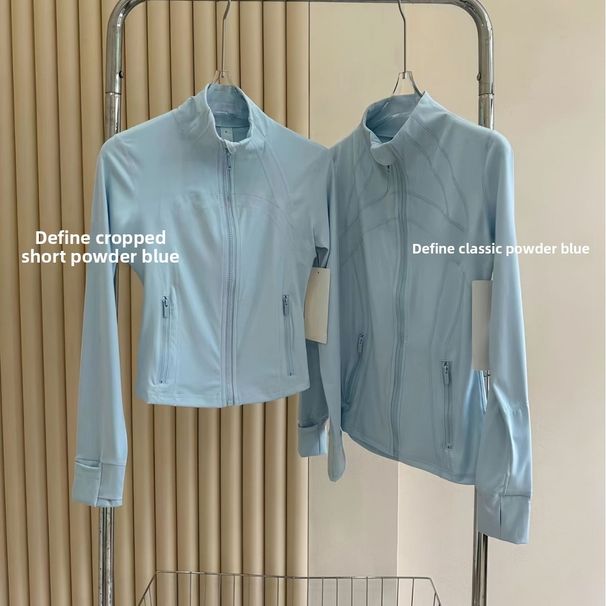 lulu Short Yoga For Women Spr/summer Defina Stand-up Collar Jacket Quick-dry Sports Top Slim-fit Sun Protection_ecoleips.com