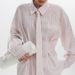 Elegant Striped Printed Women's Long Sleeved Shirt Collared Tie Style Fitted Waist Fashion Top_ecoleips.com