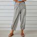 Suitable For All Seasons 2025 New Loose High-Waisted Button Cotton Linen Nine-Point Wide-Leg Women's Pants_ecoleips.com