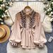 Retro Embroidered Women's Shirt Long Sleeves Lapel Loose Fit Summer Style Commuter Top High End Versatile_ecoleips.com