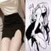 Verve Trendy Split Pure Desire Style Black Bodycon Fashionable One-Step Without Safety Pants Sexy Skirt_ecoleips.com