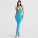 Women's V Neck Backless Irregular Dress Summer New Formal Skirt With Slit For Ladies_ecoleips.com