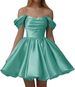 Elegant Satin Off-Shoulder Cocktail Dress A-Line Short Party Wear for Birthdays And Evening Events Women's Clothing_ecoleips.com
