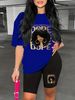Summer Women's Casual And Fashionable Cartoon Letter Graphic Printed Loose T-shirt Shorts Two-piece Sportswear Suitable For Daily Wear-129_ecoleips.com