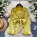 Women's French Style Bow Tie Blouse - Elegant Loose Fit Long Sleeve Shirt For Office & Casual Wear_ecoleips.com