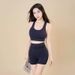 Peach Color Block Yoga Quick-Dry High-Waist Hip-Lifting Fitness Shockproof Running Sports Suit For Women_ecoleips.com