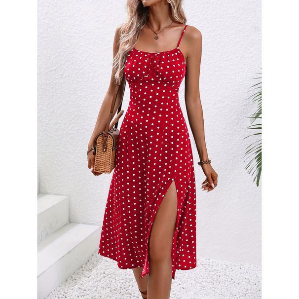 Trendy For Women 2025 Summer New Cross-Border Foreign Trade European And American Sexy Strap Slit Floral Dress_ecoleips.com