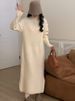 K Women's Half-turtleneck Sweater Dress; Loose, Thickened, Knee-length, To Be Worn Under A Coat. No Bags Or Other Accessories_ecoleips.com